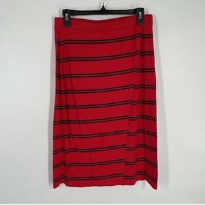 TOMMY HILFIGER Womens Viscose Skirt Red Stripe Size S